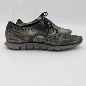 Cole Haan Zerogrand Oxford Sneakers 9M  Silver Metallic Women's Urban Lace Up